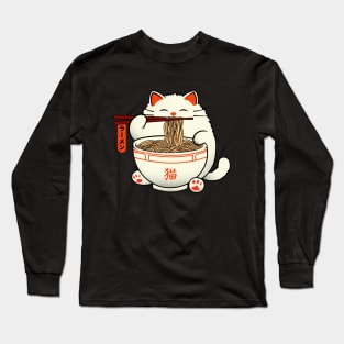 Cat Eat Ramen Noodles Long Sleeve T-Shirt